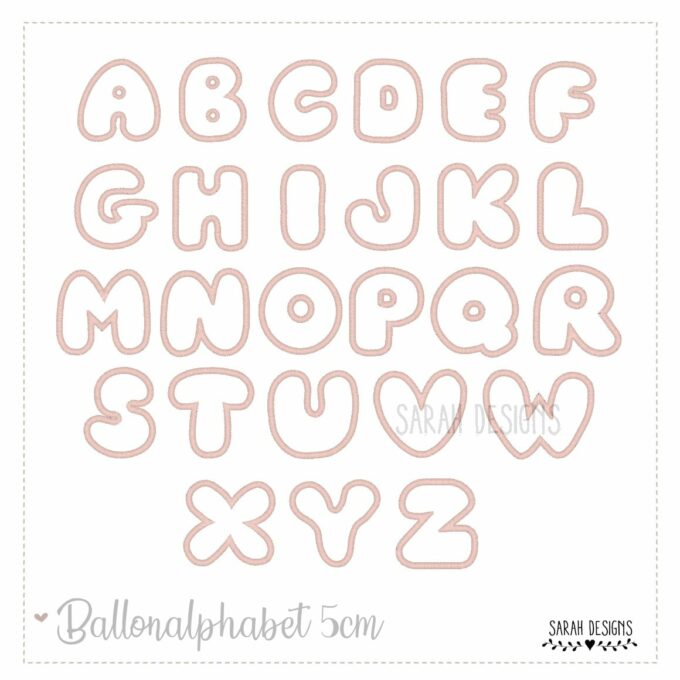 Stickdatei Alphabet Ballon ABC Buchstaben 5cm Embroidery Design Letters