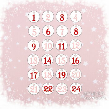 Stickdatei – 24 kleine Button – Adventskalenderzahlen 10×10