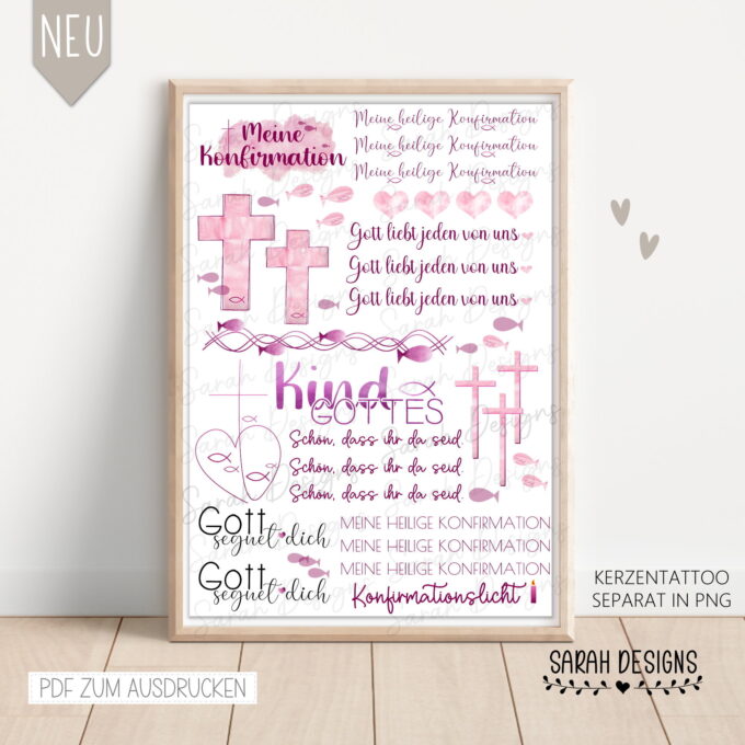 Konfirmation | Kerzen Tattoo | Geschenkidee | Gott | Kreuz 15 Dateien