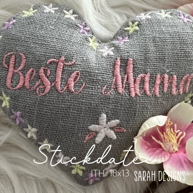 Stickdatei Beste Mama Mutti Muttertag Herz ITH 18x13 gestickt von mella 2