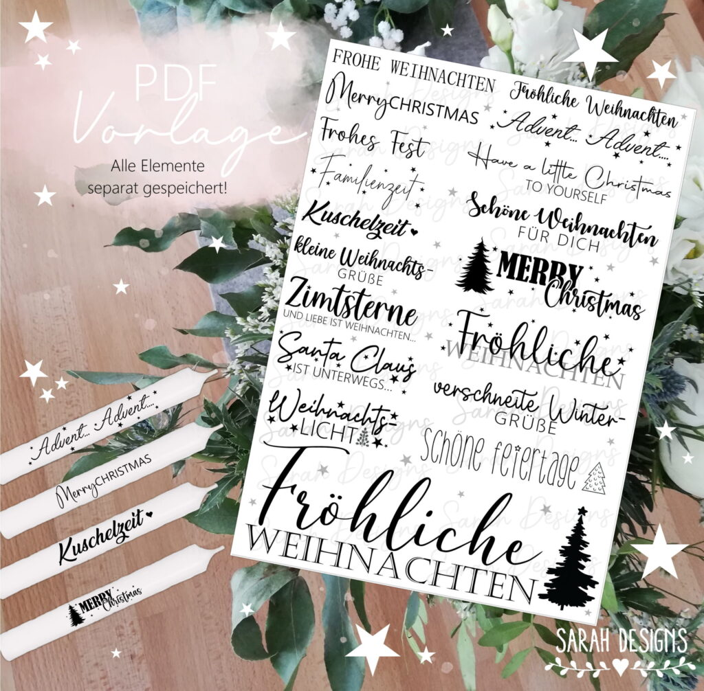 Weihnachten Hygge Cozy Christmas Druckvorlage Digitale Dateien PDF PNG Kerzen Tattoo