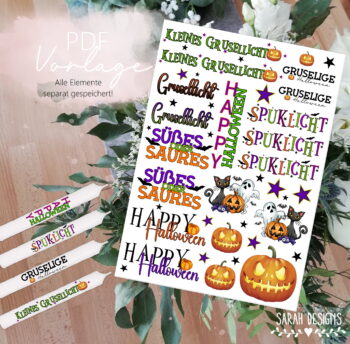 Kerzentattoo Halloween Grusellicht Kürbis Zauberhut halloween gruselige Kerzentattoo in png und pdf