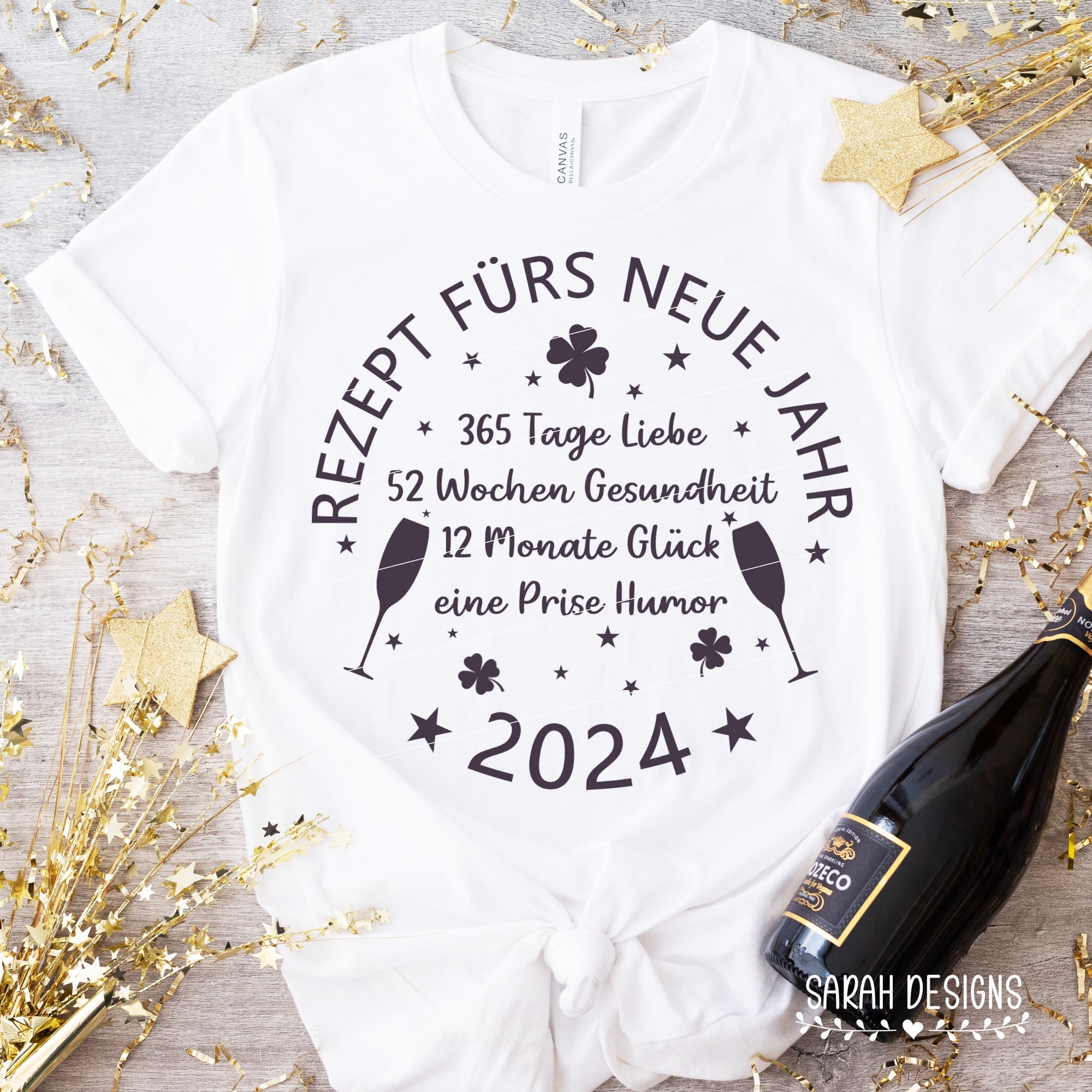 Plotterdatei Plottervorlage Rezept fur das neue Jahr 2024 Silvester Happy new Year Party Spruch Karten Neujahrsgruß