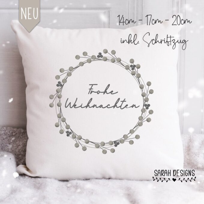 Stickdatei Weihnachten Kranz Beere 3 Größen