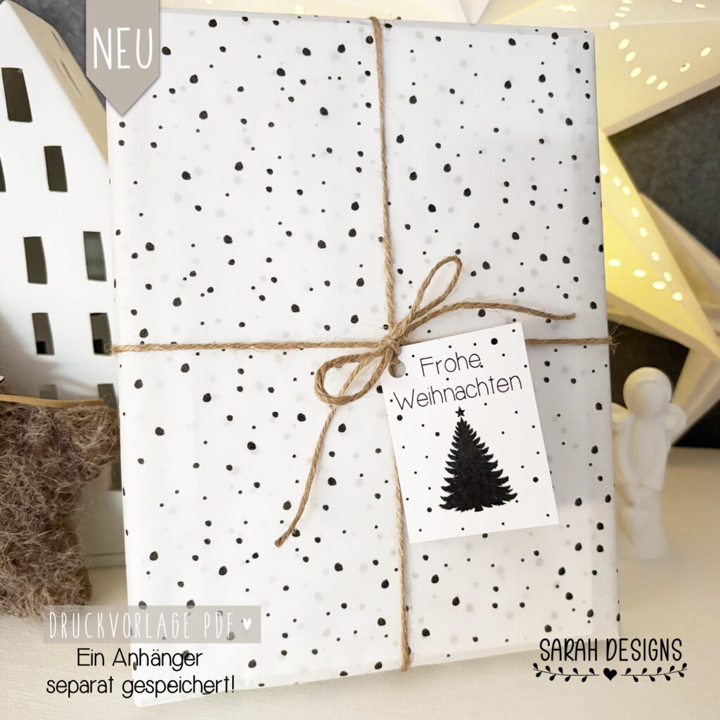PDF Druckvorlage Weihnachten Tags Geschenkeanhänger Streifen Stern 6,5cm x 5cmcm groß in PDF