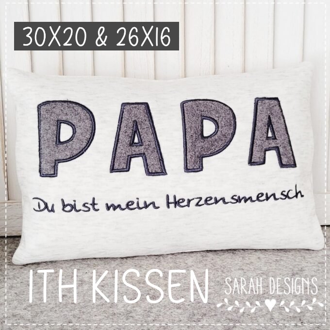 Stickdatei – ITH Kissen Papa – Herzensmensch 26×16 & 30×20