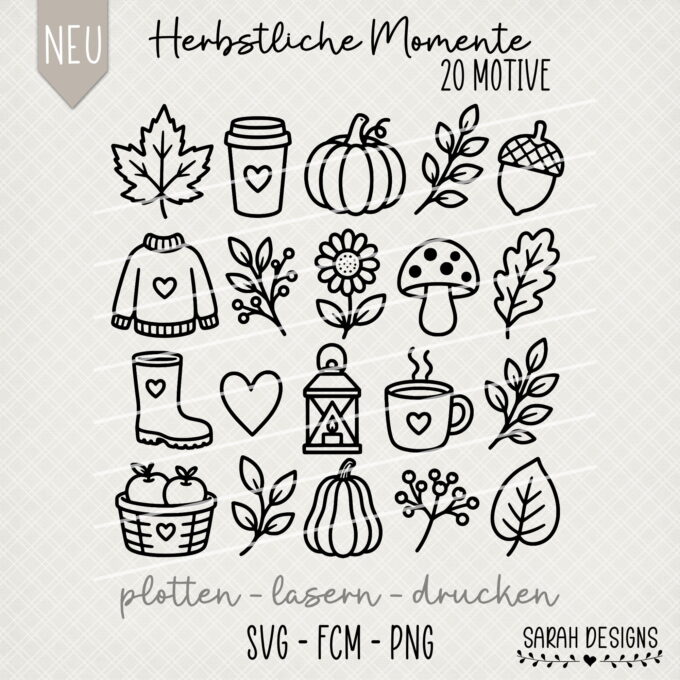 Plotterdatei Set Herbst | Geschenk | Basteln dekorieren | plotten, lasern, drucken
