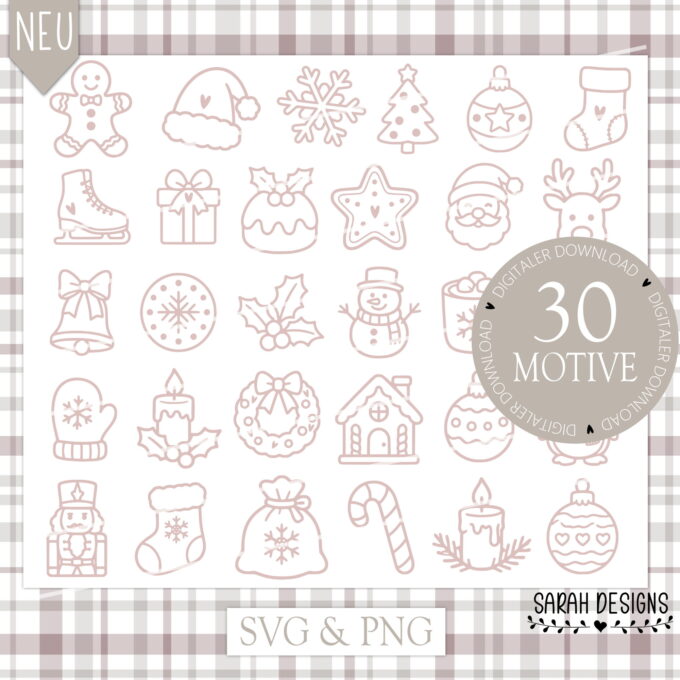 30 Motive | Digital | Weihnachten | Geschenkidee Weihnachten | SVG + PNG | Basteln | Plotten | Lasern