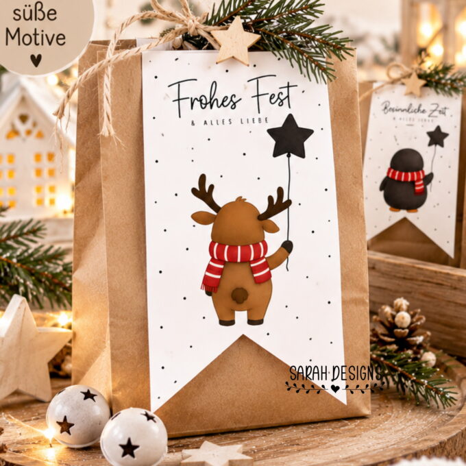 5er Set Geschenktütenanhänger | Druckvorlage PDF | DIN A 4