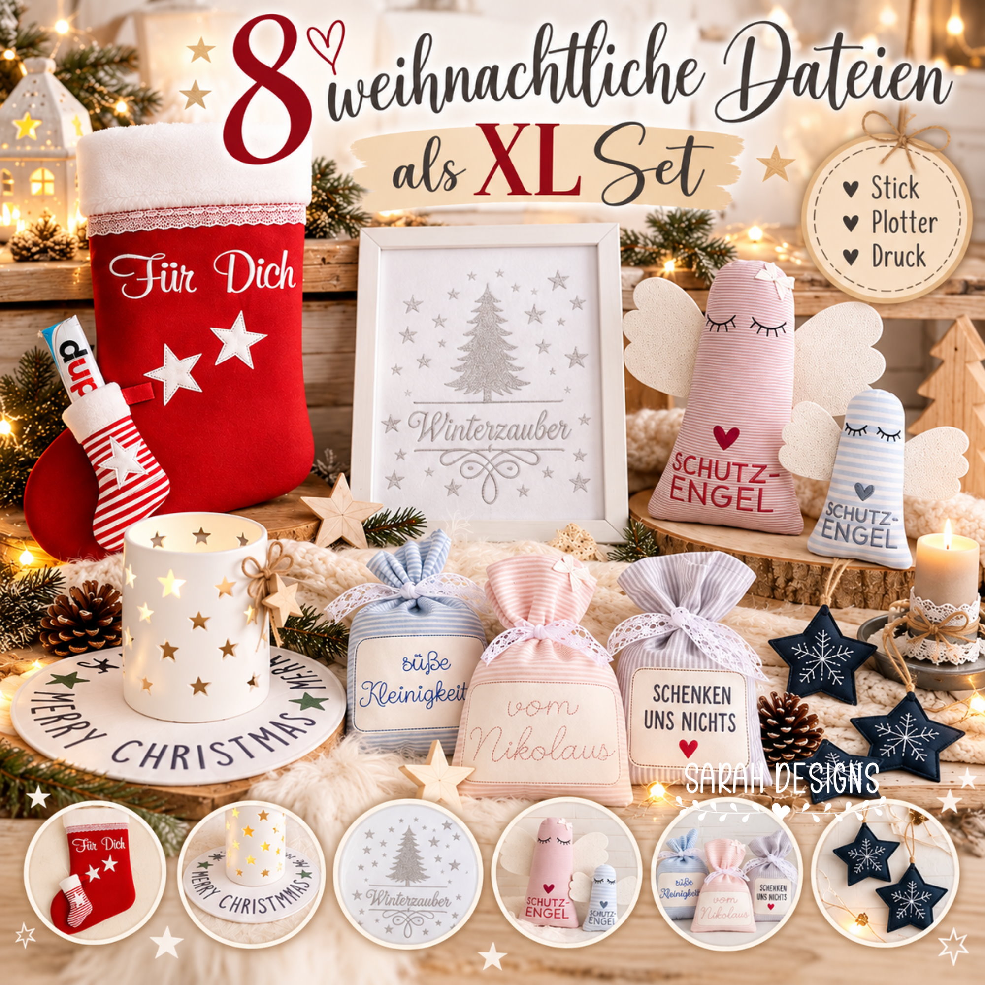 Sticken weihnachten Stickdatei weihnachten ITH Sticken Merry Christmas großes Set