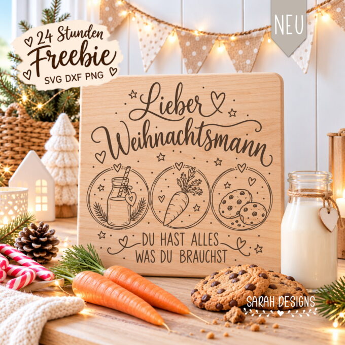 24 STD. FREEBIE – Lieber Weihnachtsmann | Brettchen | Nikolaustag | SVG DXF PNG