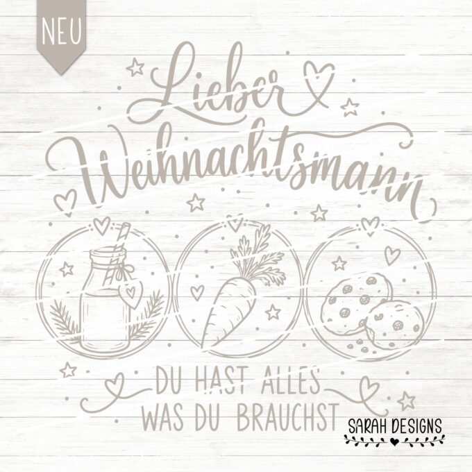 24 STD. FREEBIE – Lieber Weihnachtsmann | Brettchen | Nikolaustag | SVG DXF PNG