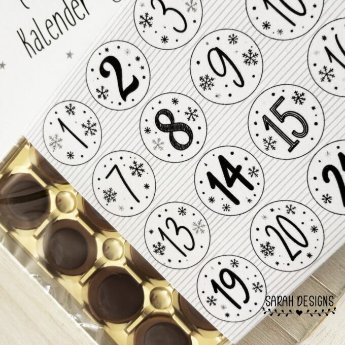 Geschenkverpackung | Adventskalender to go | 24er Set | Druckvorlage PDF Zahlen