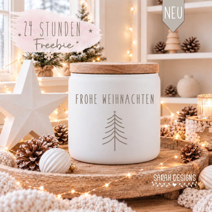 24 STD. FREEBIE – FROHE WEIHNACHTEN | Keksdose | Weihnachtsgeschenk | SVG DXF PNG