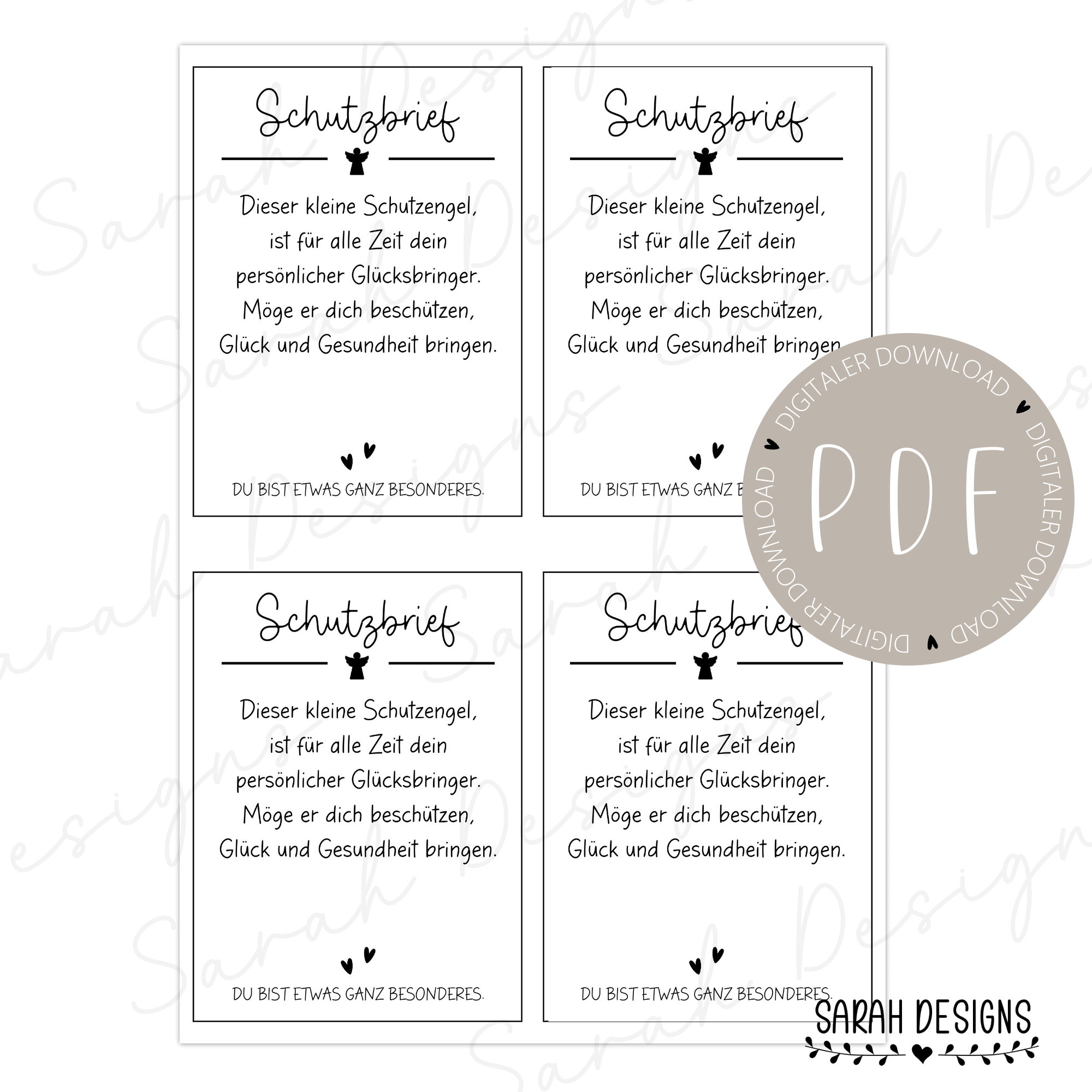 PDF Schutzengel | Schutzbrief | Geschenkidee | Beschützer | Hüter | Glücksbringer DINA 4 | Druckvorlage – Bild 3