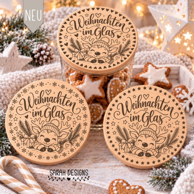 Digitale Datei Weihnachtliche Rentiere | Weihnachtsgeschenk | Lasern, Drucken, Basteln | Weihnachten im Glas