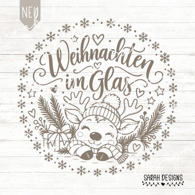 24 STD. FREEBIE | Digitale Datei süßes Rentier | Weihnachtsgeschenk | Weihnachten im Glas