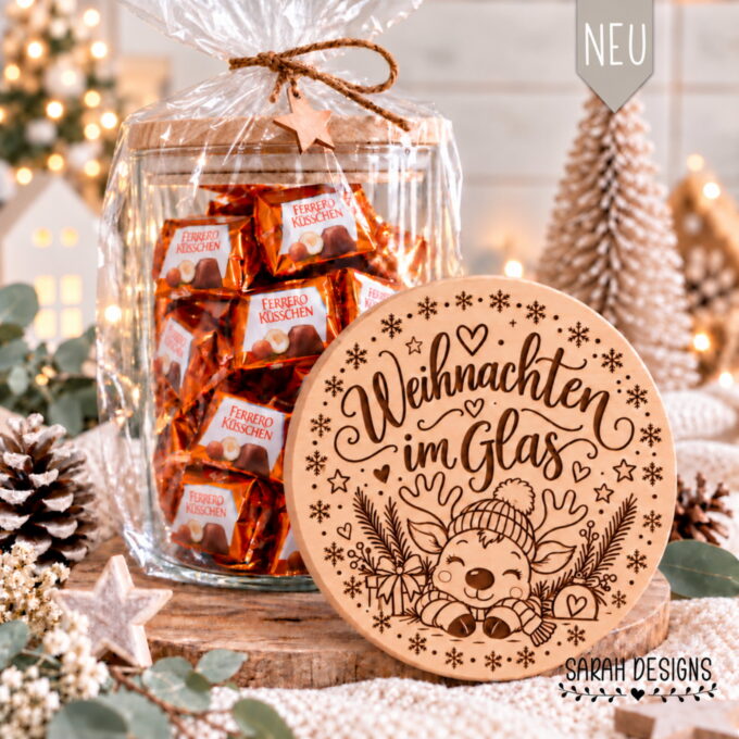 Digitale Datei süßes Rentier | Weihnachtsgeschenk | Weihnachten im Glas