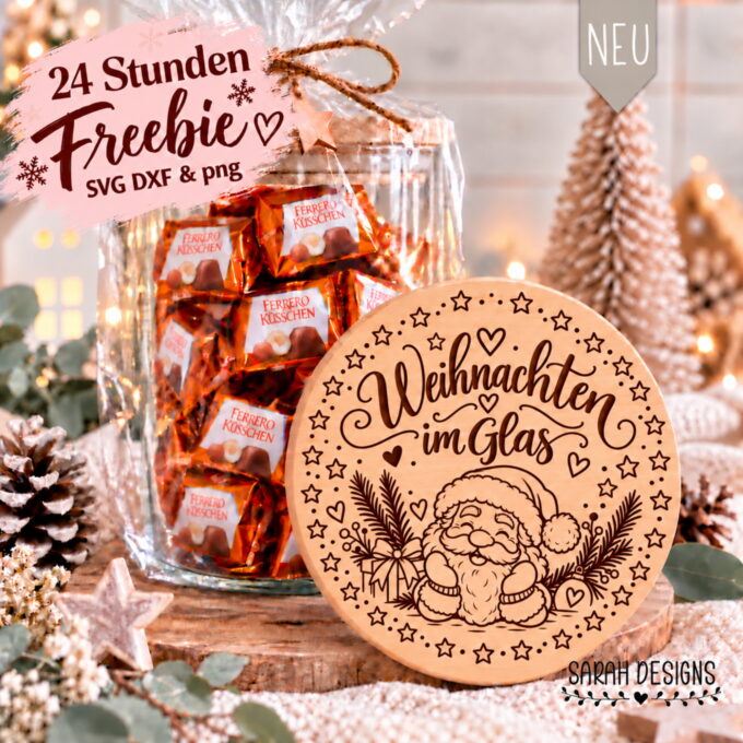 24 STD. FREEBIE | Digitale Datei Nikolaus | Weihnachtsgeschenk | Weihnachten im Glas